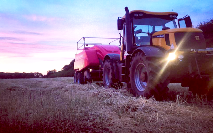 Marriott's contracting  with Large square baler at United Kingdom