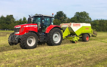 Tovey agri contracting  with Large square baler at West Harptree