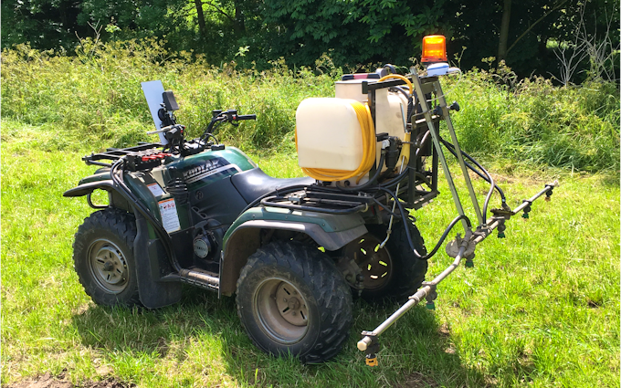 Mead farms with ATV sprayer at United Kingdom