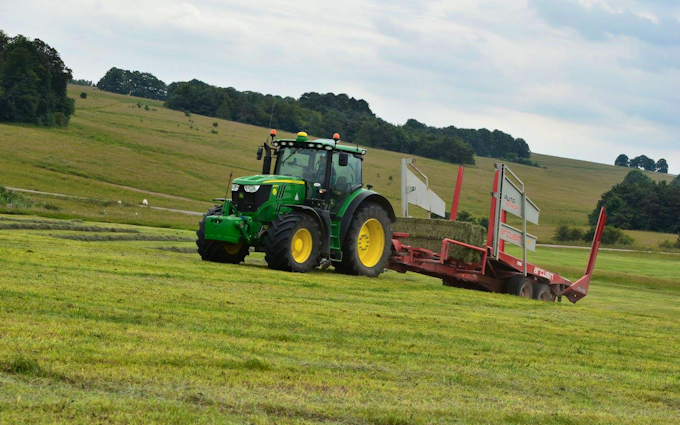 Cornbury farm contracting ltd with Bale chaser at West Lavington