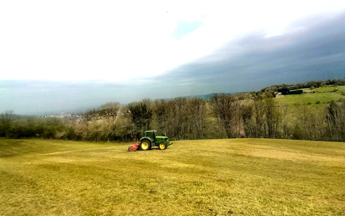 Cotswold contractors  with Verge/flail Mower at Upton Saint Leonards