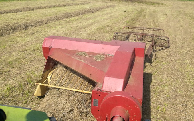A.d.s agricultural contractors  with Small square baler at Muddiford