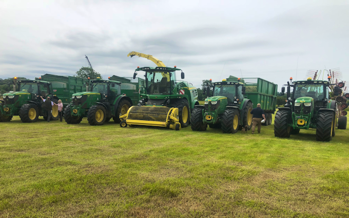 Mike dowling contracting with Forage harvester at United Kingdom