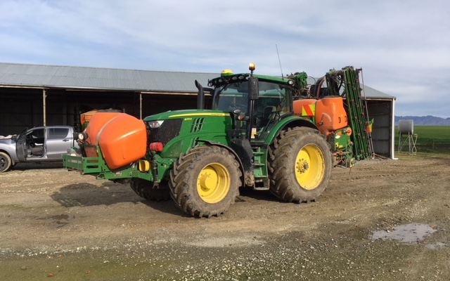 Cropcare spraying and planting with Tractor-mounted sprayer at Deborah