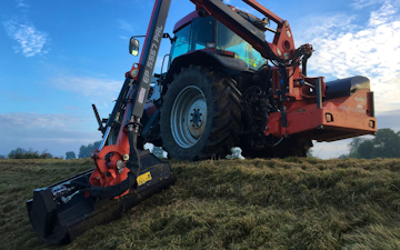 Grassland farm services with Hedge cutter at Greenland Lane