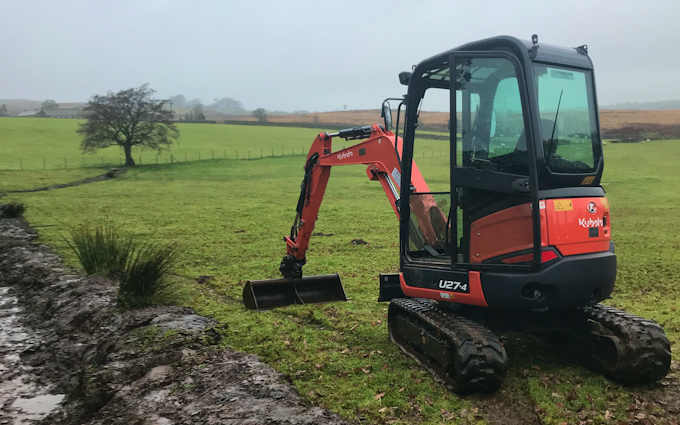 Tooke’s agricultural services  with Mini digger at Bentham