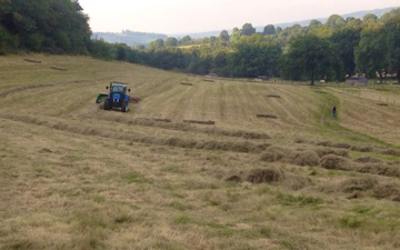 In the english manor with Small square baler at Coldharbour Lane