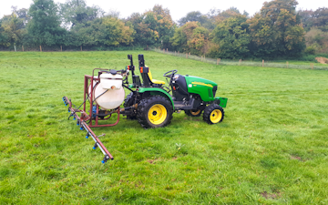Chris stokes with Tractor-mounted sprayer at Stansfield
