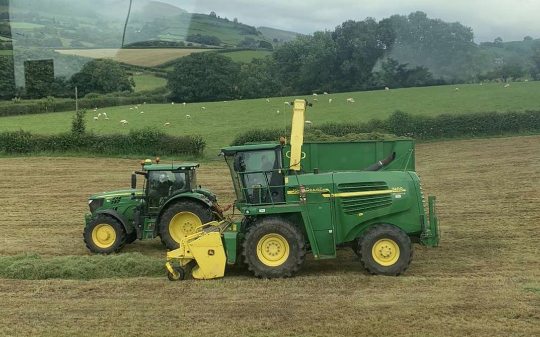 K m bray agri & plant contractor  with Forage harvester at Talgarth