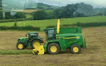 K m bray agri & plant contractor  with Forage harvester at Talgarth
