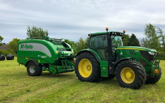 Rob hayton agricultural services with Baler wrapper combination at United Kingdom