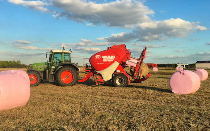 Grassland farm services with Baler wrapper combination at Greenland Lane