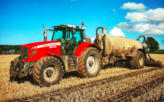 Powells contracting  with Slurry spreader/injector at Hay-on-Wye