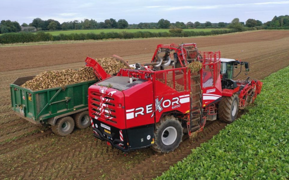 Spring farm partnership with Beet harvester at Felthorpe