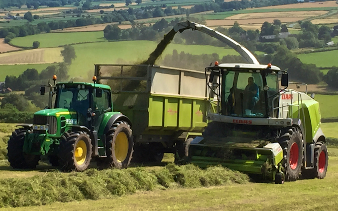 M g ricketts  with Forage harvester at Glasbury