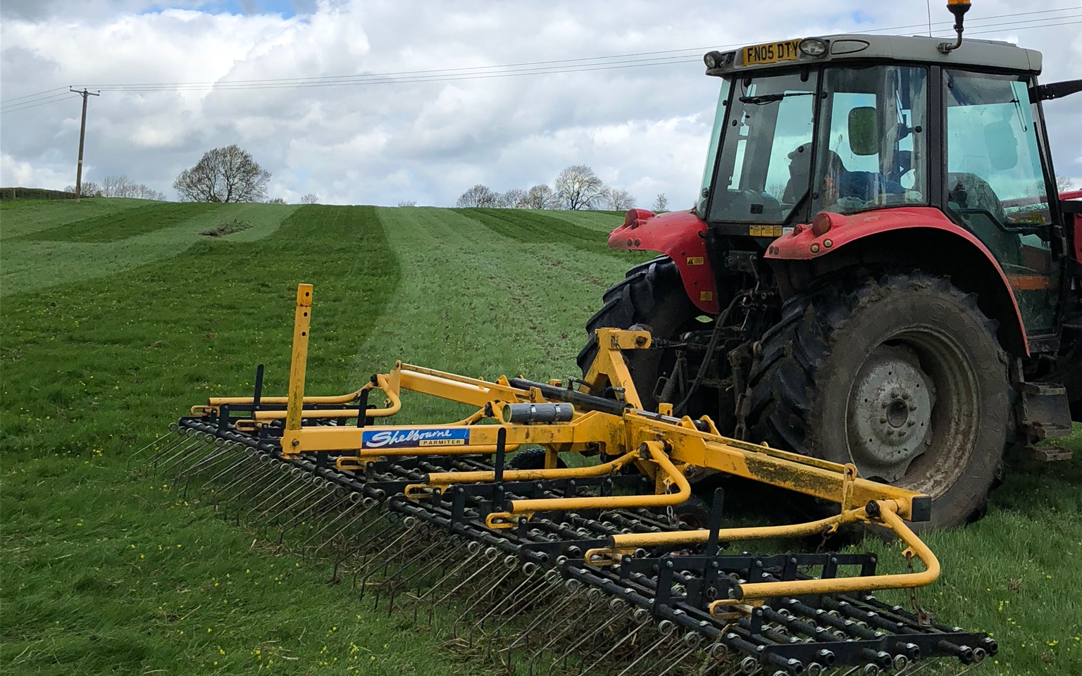 M.bent agricultural services with Tine harrow at Tilton on the Hill