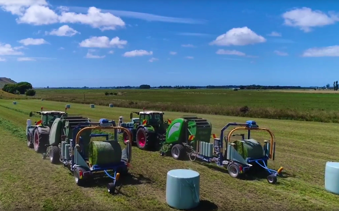 Bleeker ag services with Baler wrapper combination at Otaio