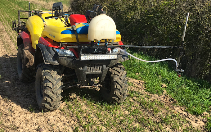 Eds agricultural contracting  with ATV sprayer at Belton