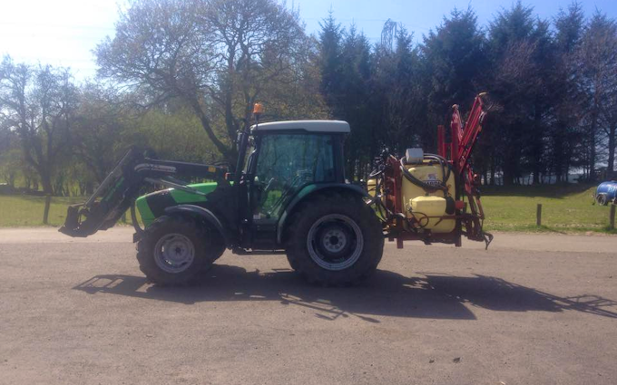 Holden fencing  with Tractor-mounted sprayer at Ramsbottom