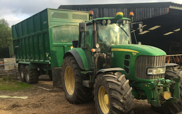 Tom renshaw agricultural contractor  with Silage/grain trailer at Ashover
