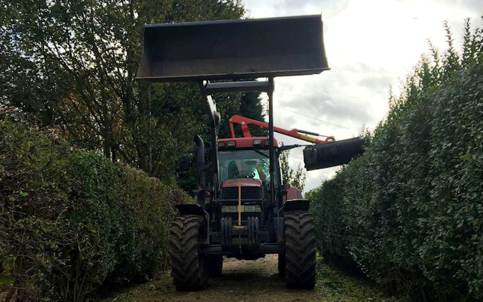 Grassland farm services with Hedge cutter at Greenland Lane