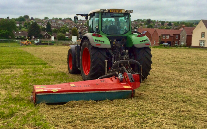 Ams contracting ltd with Verge/flail Mower at Birdham