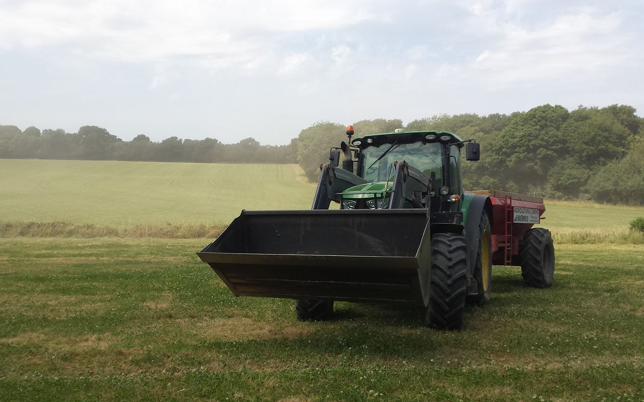 Charles moon contracting  with Lime spreader at Greatstone