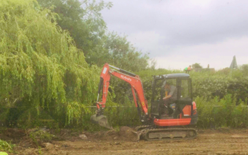 Mh agricultural ltd with Excavator at Cranfield