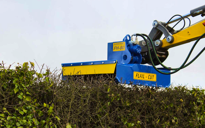 Gunns contractors ltd with Hedge cutter at Church Crookham