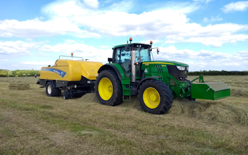 A & sj charlesworth farmers and contractors with Large square baler at Loxley