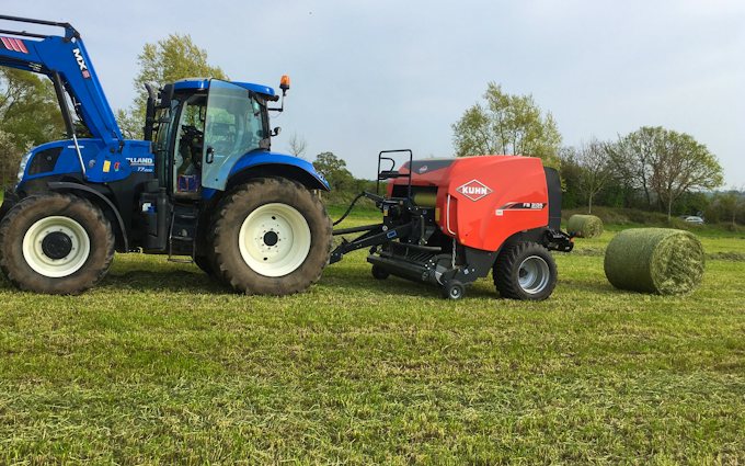 Zac bessell agricultural services with Round baler at United Kingdom