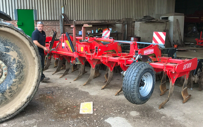 John richardson and son with Stubble cultivator at Gipsey Bridge