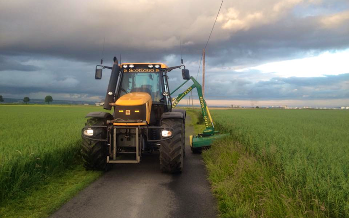 J. steel contracting  with Verge/flail Mower at Cauldhame Farm Road