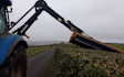 P.r, j.m & s.r houlston agricultural contractors with Hedge cutter at Glaisdale