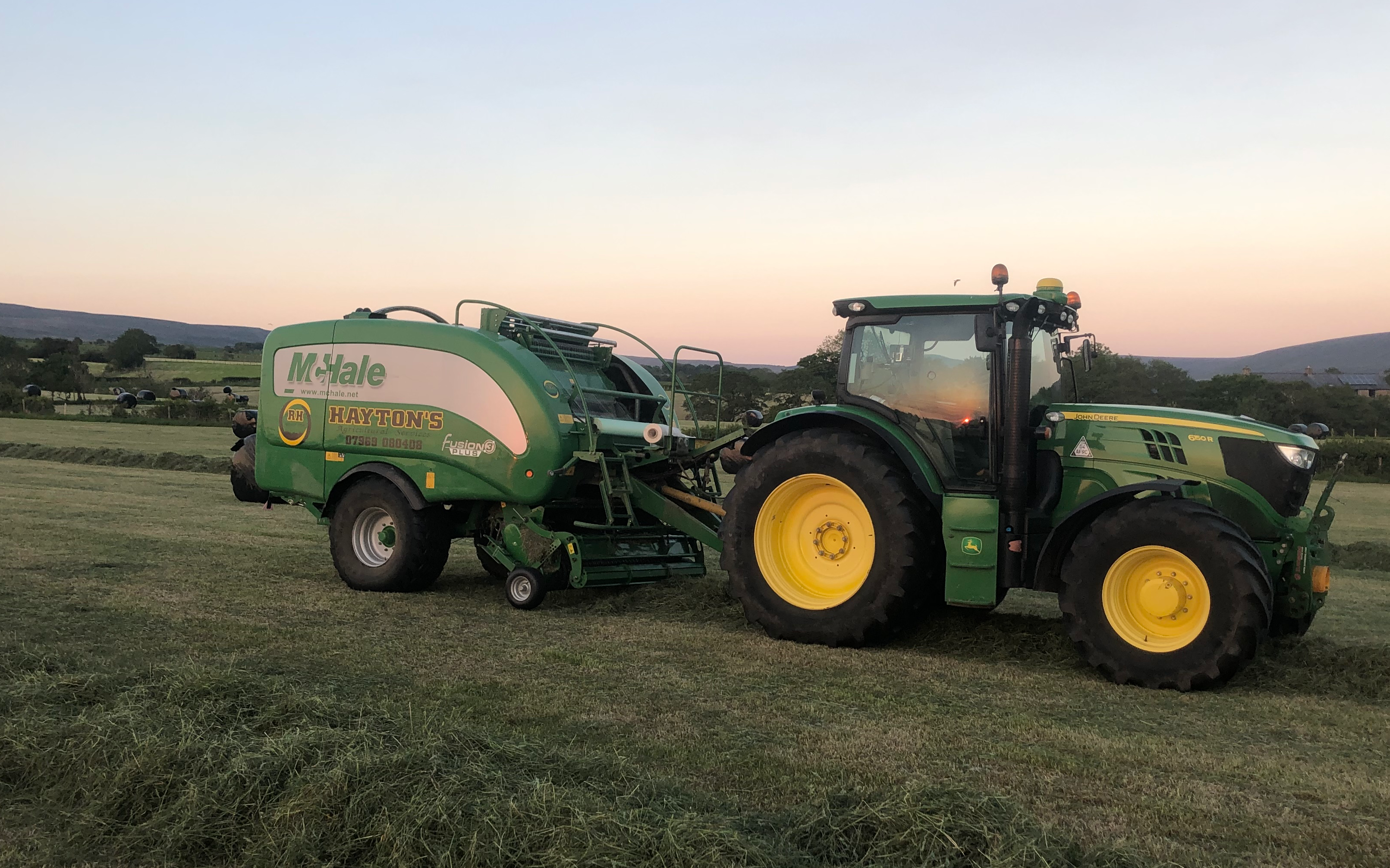 Rob hayton agricultural services with Baler wrapper combination at United Kingdom