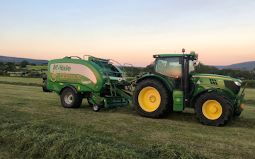 Rob hayton agricultural services with Baler wrapper combination at United Kingdom