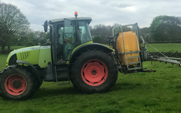 Dan beaumont with Tractor-mounted sprayer at Ripponden