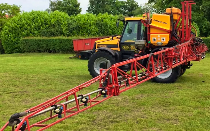 Chris lovett agri  with Tractor-mounted sprayer at Bulwark