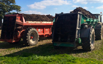 Manford farm contractors  with Manure/waste spreader at Oswestry