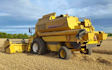 Alternative fertiliser solutions  with Combine harvester at Sutton Benger
