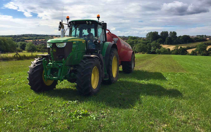 A & sj charlesworth farmers and contractors with Slurry spreader/injector at Loxley