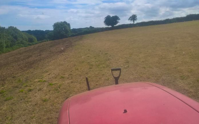 Trever verran agriculture contracting with Weeder harrow at Duloe