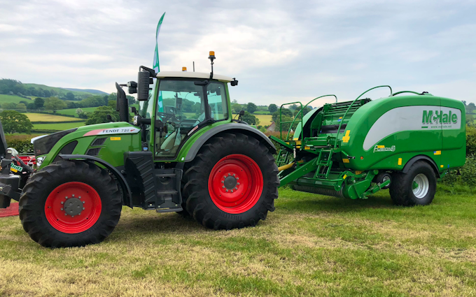 D.j. o’neill agri contracts with Round baler at Gwernaffield