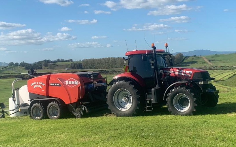 Grain & food limited with Round baler at Gordonton