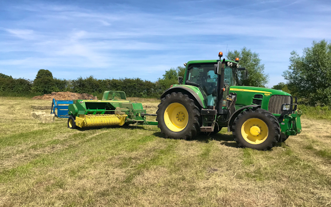 Aeh services with Small square baler at Cholsey
