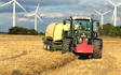 Stud farm contracting  with Large square baler at United Kingdom