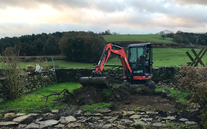 Tooke’s agricultural services  with Mini digger at Bentham