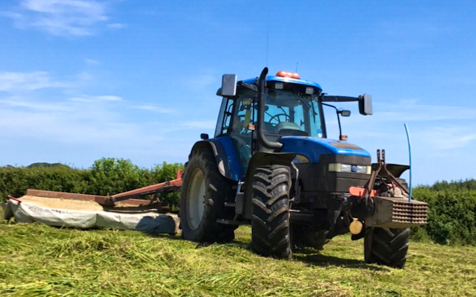 P j pengelly agricultural contracting  with Mower at Blackawton