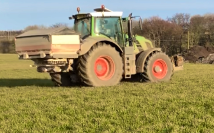 Gregson farming with Fertiliser application at United Kingdom