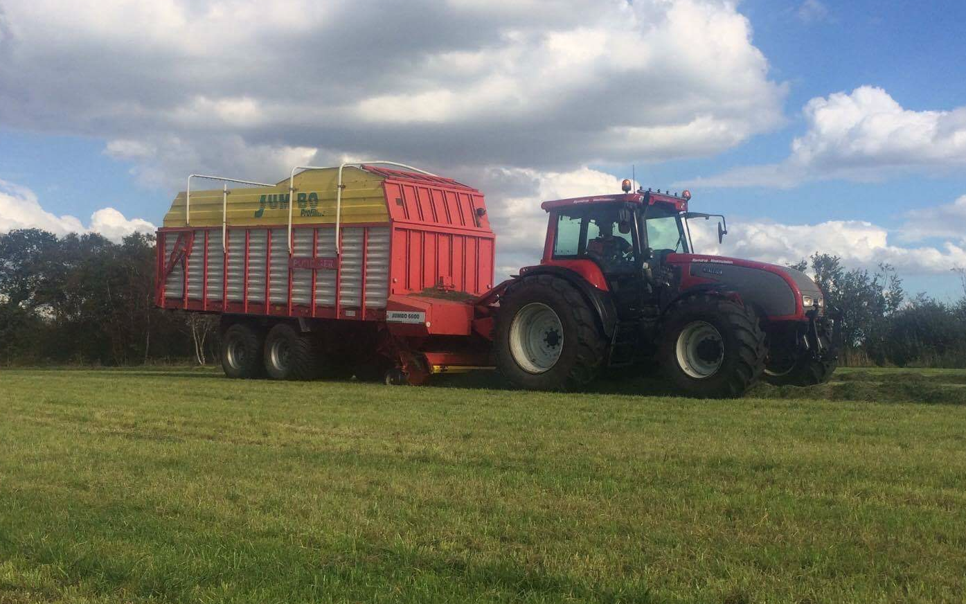 Bjerndrup maskinstation med Opsamler/Snittervogn ved Bramming